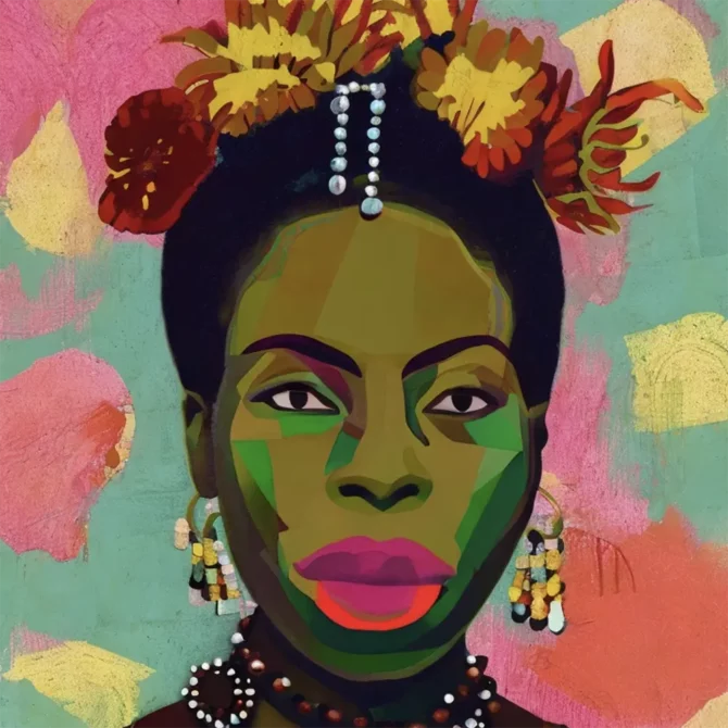 Nina Simone in the style of Frida Kahlo     9